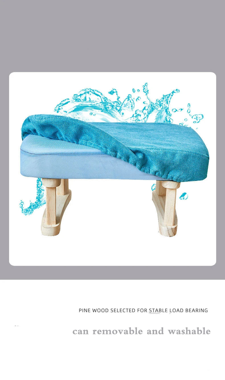 Solid Wood Shoe Changing Stool, Low Foot Rest