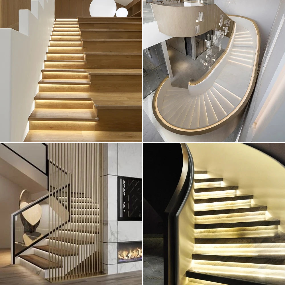 1-40 Steps LED Stair Light Motion Sensor Stairs Lighting With 2 PIR
