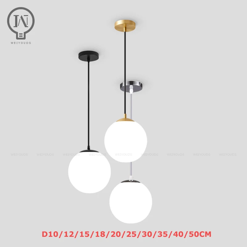 White Glass Ball Pendant Light