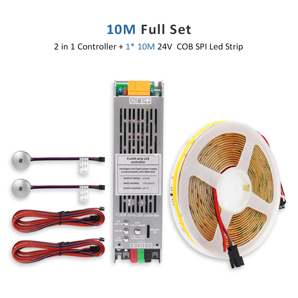5M 10M 15M WS2811 COB Running Water Strip Light for 24V 400W PIR Motion