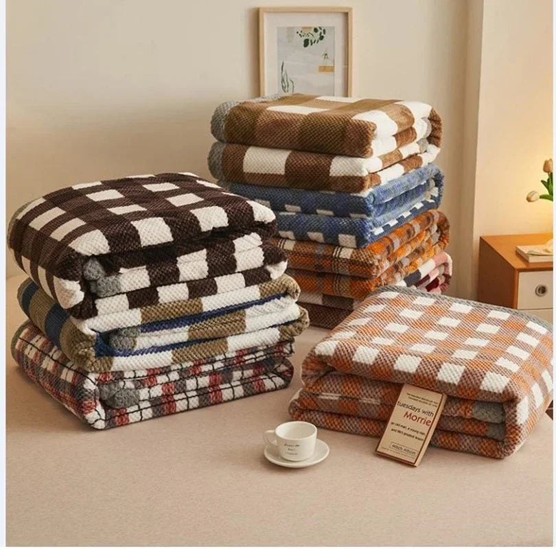 Knit Blanket Throw Soft Chenille Yarn Knitted Blanket Machine