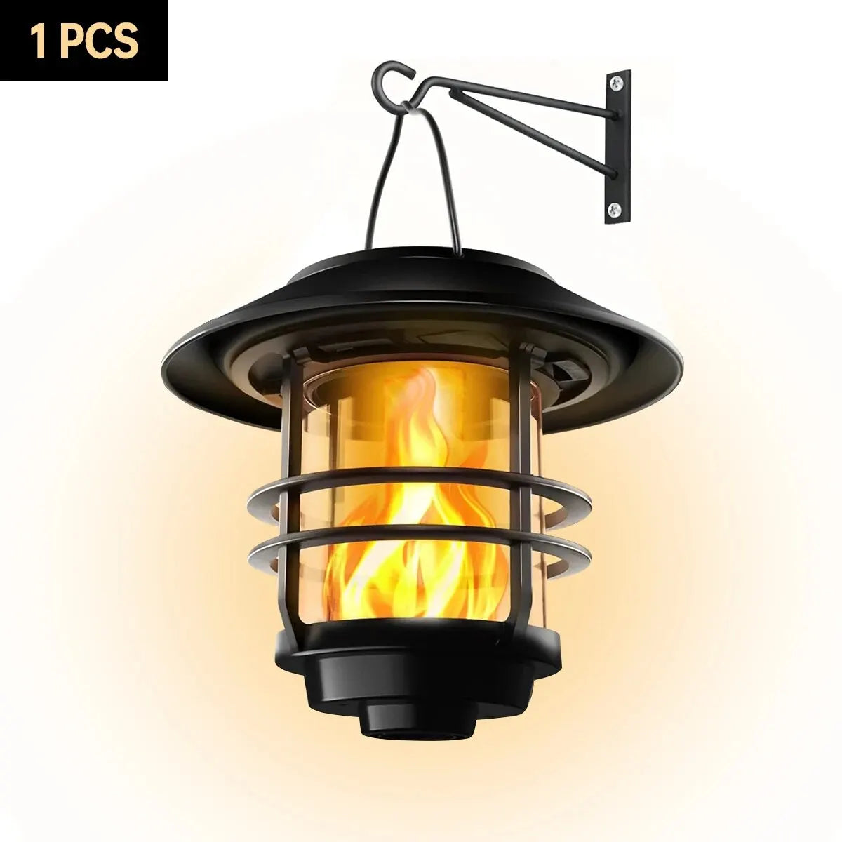 1pcs Solar Hanging Lantern Outdoor Flickering Flames Waterproof Heavy