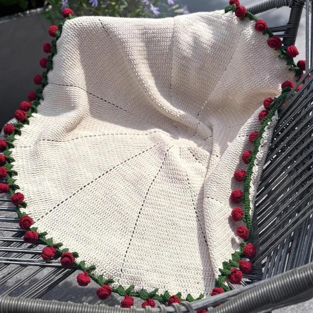 Finished Flower Bouquet Blanket Soft and Lightweight Knitted Throw