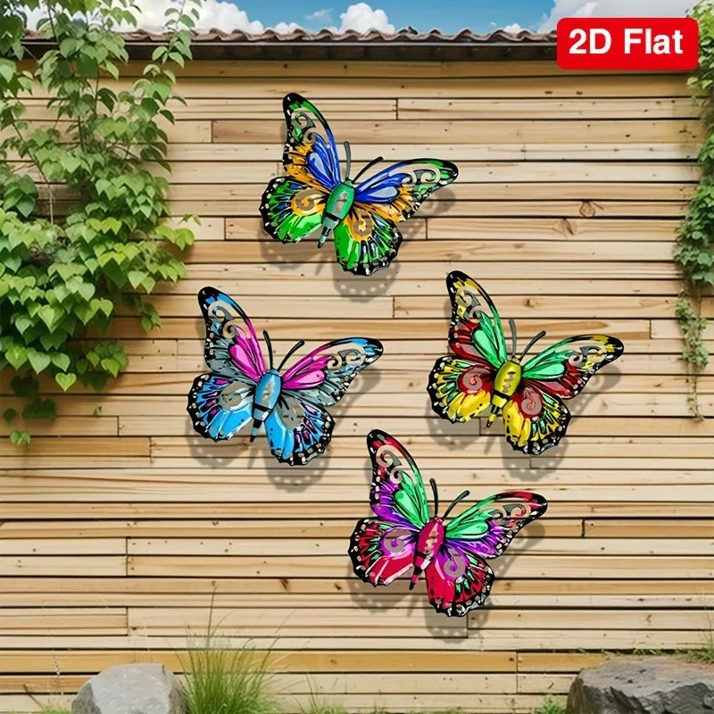 set 2D Metal Butterfly Wall Art Decor for Garden