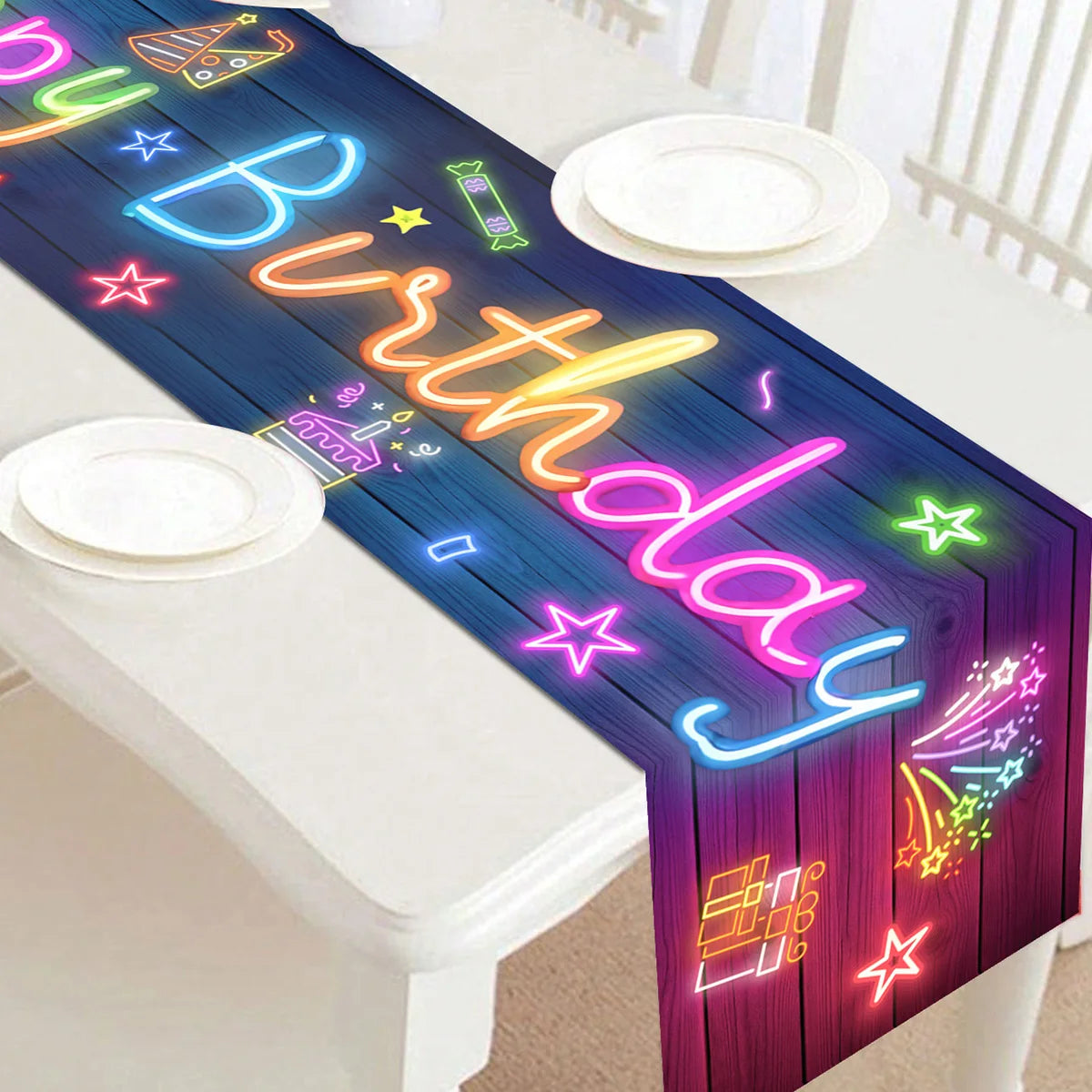 Neon Birthday Party Table Runner