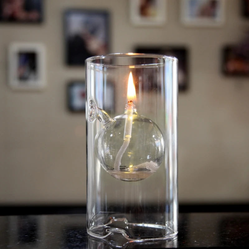 Vintage Glass Hurricane Candle Lamp