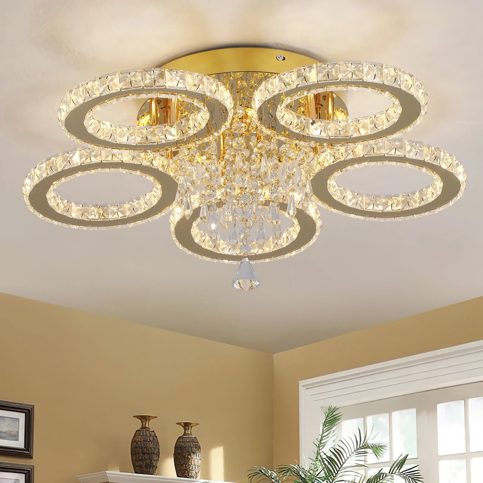 Gold Crystal Ceiling Chandelier