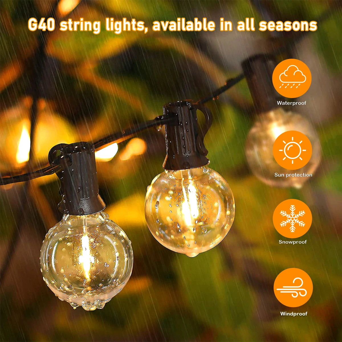Solar G40 Globe Patio String Lights