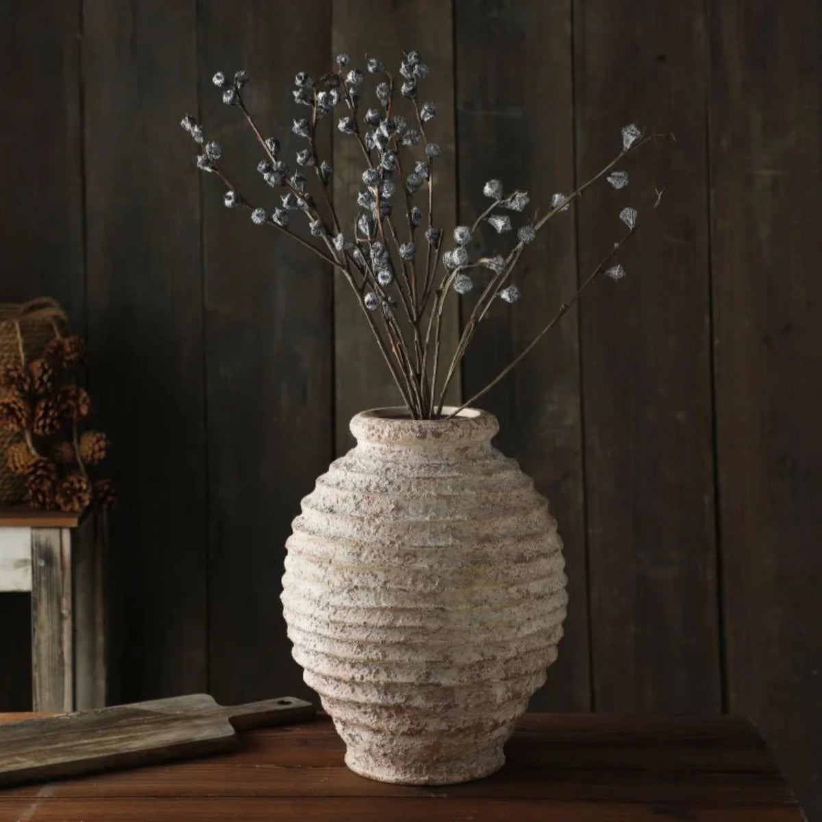 Tall Rustic Reactive Glaze Ceramic Vase, Handmade Clay