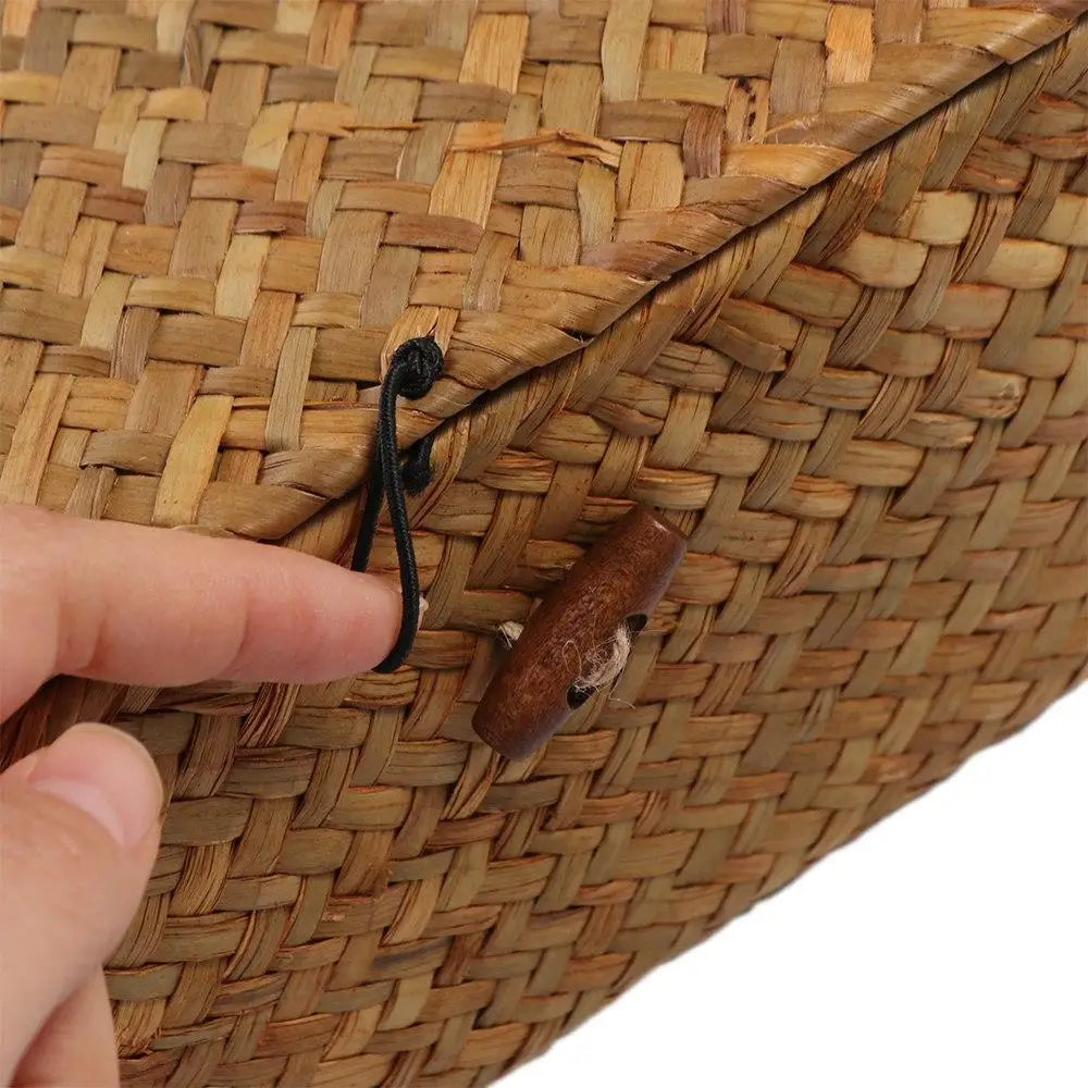 3 Compartment Woven Storage Basket with Lid