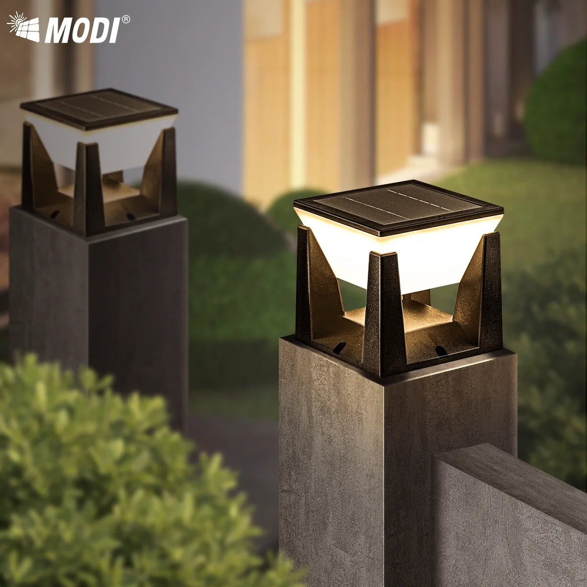 3-Color Solar Post Light IP65 Waterproof Outdoor Garden Yard Pathway