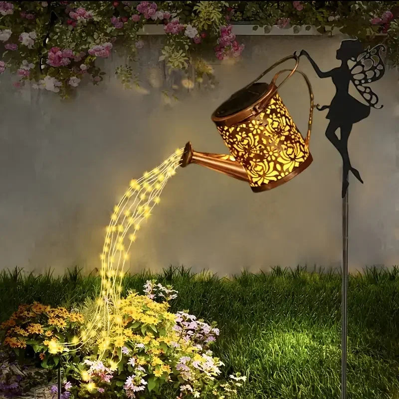 Solar Fairy Watering Can Lights Vintage Metal