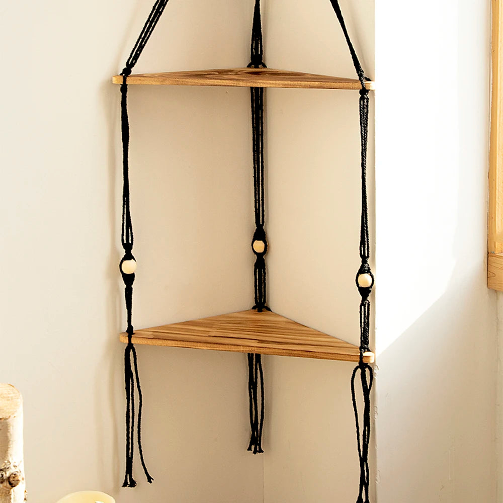 Hanging Wood Corner Shelf