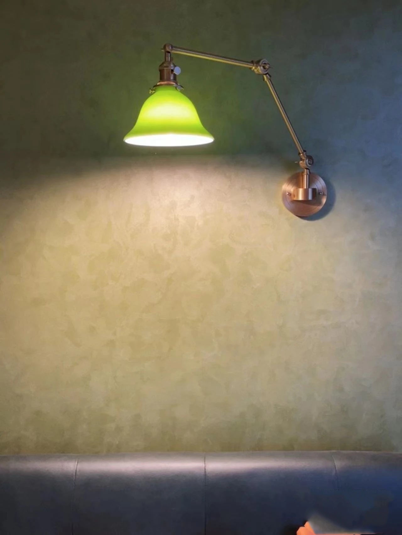 IWHD Left And Right Rotate Copper Wall Lamp Beisde Swing Long Arm Green