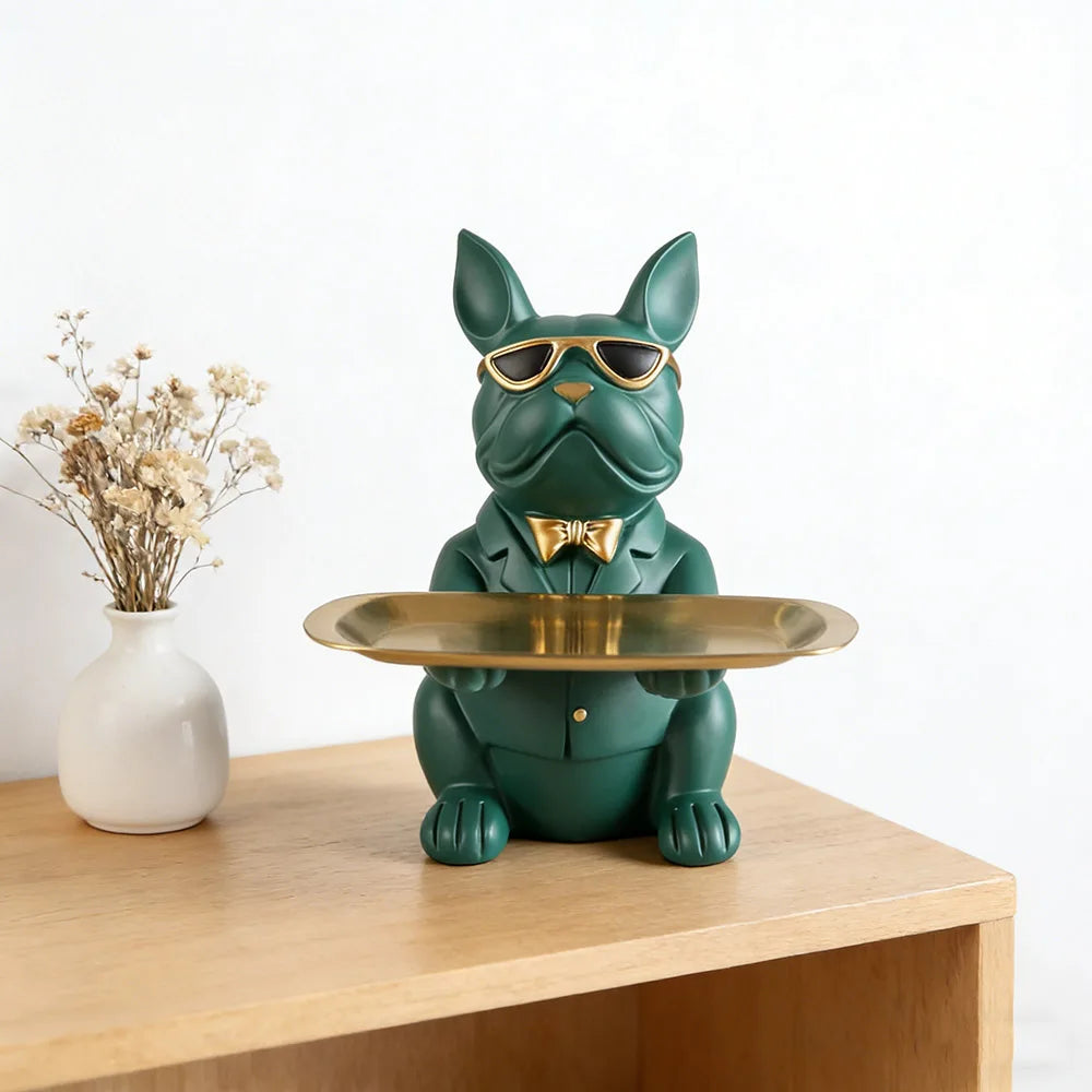 Multi Functional Bulldog Tray Animal Statue Creative Ornament Living