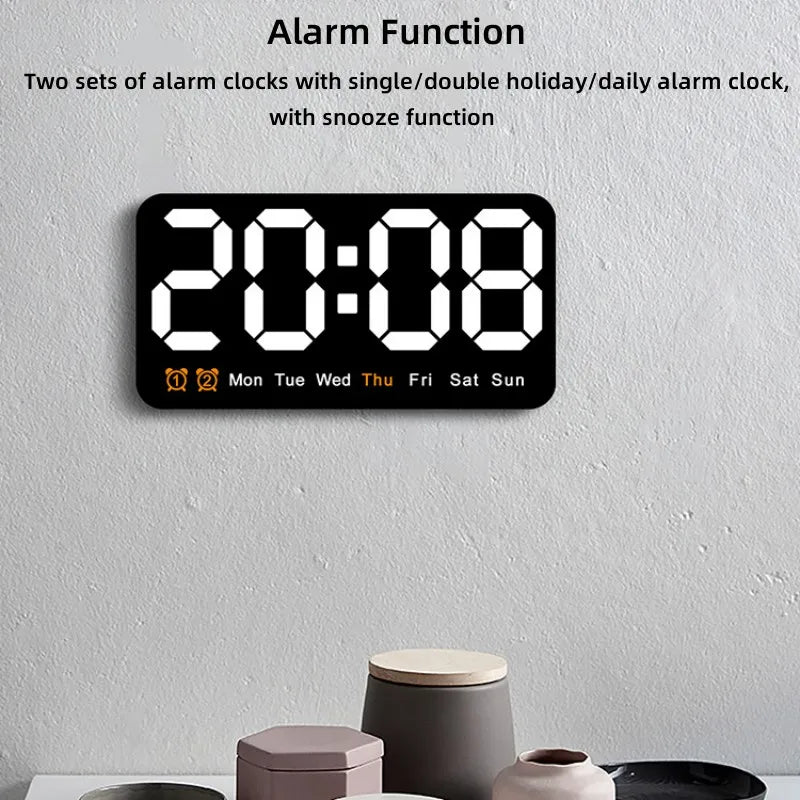 Voice Control Large Digital Wall Clock Temperature Date Week