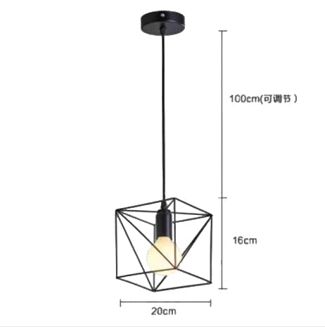 Vintage Wrought Iron Frame Pendant Light
