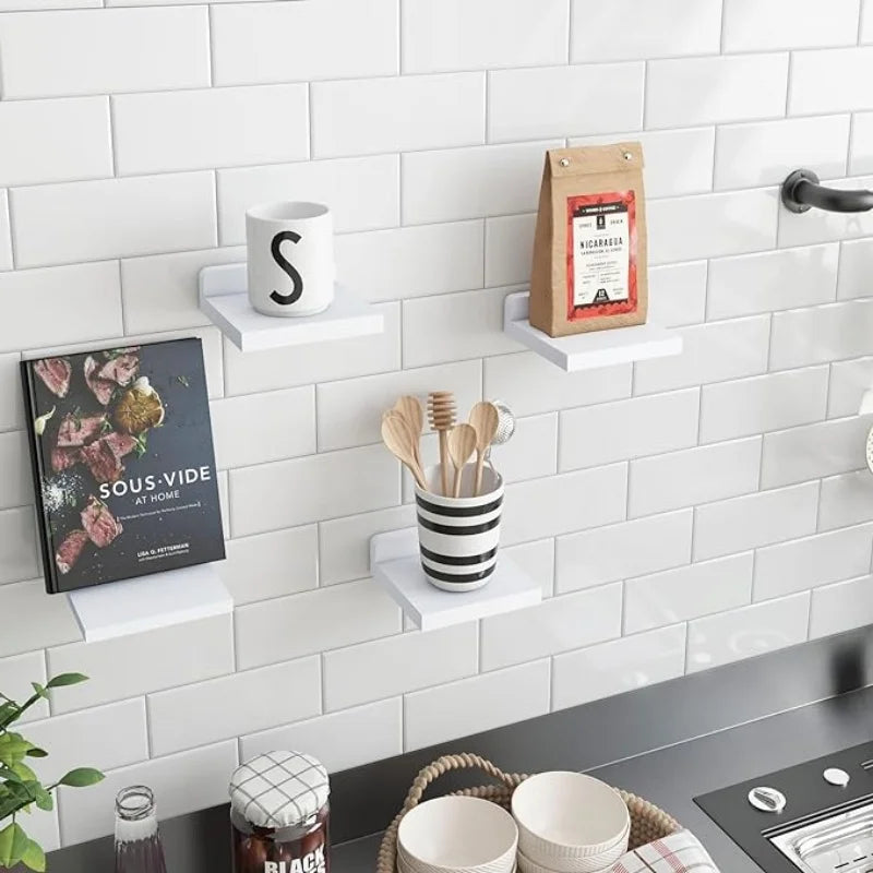 White Floating Wall Shelves, Set of 2 or 4