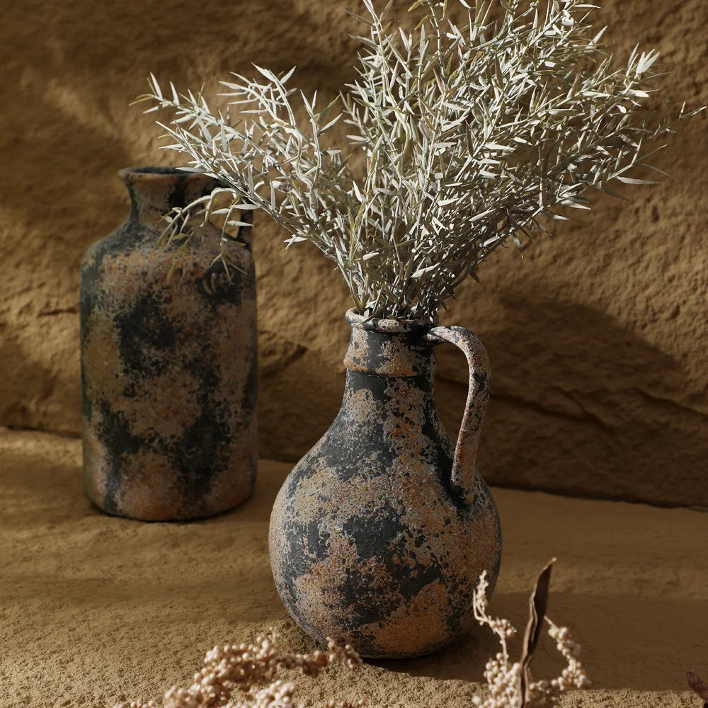 Wabi Sabi Earthenware Vase, Textured Handmade Ceramic