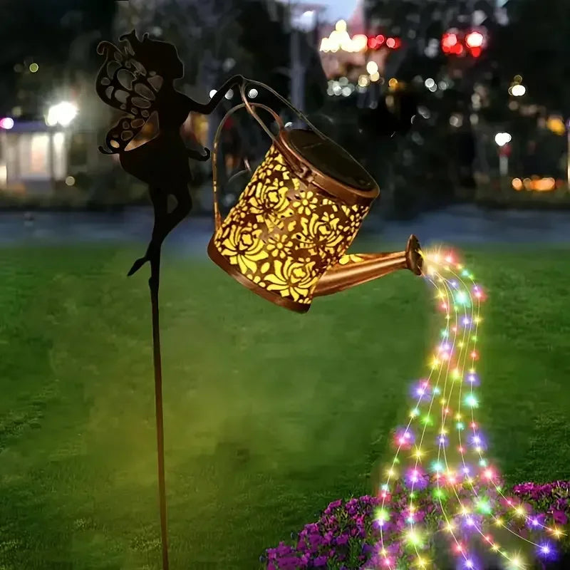Solar Fairy Watering Can Lights Vintage Metal
