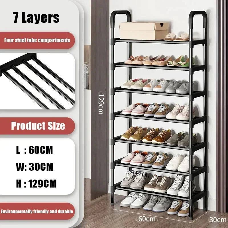 Shoes Organizer Multilayer Shoe Rack Metal Housing Entrance Rental Shelf Space Saving For Living Room And Dormitory Shoe Rack