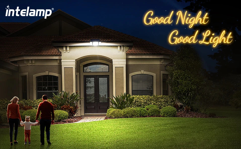 intelamp 6000mah Light All Night Outdoor Solar Lights With 3 Modes Two
