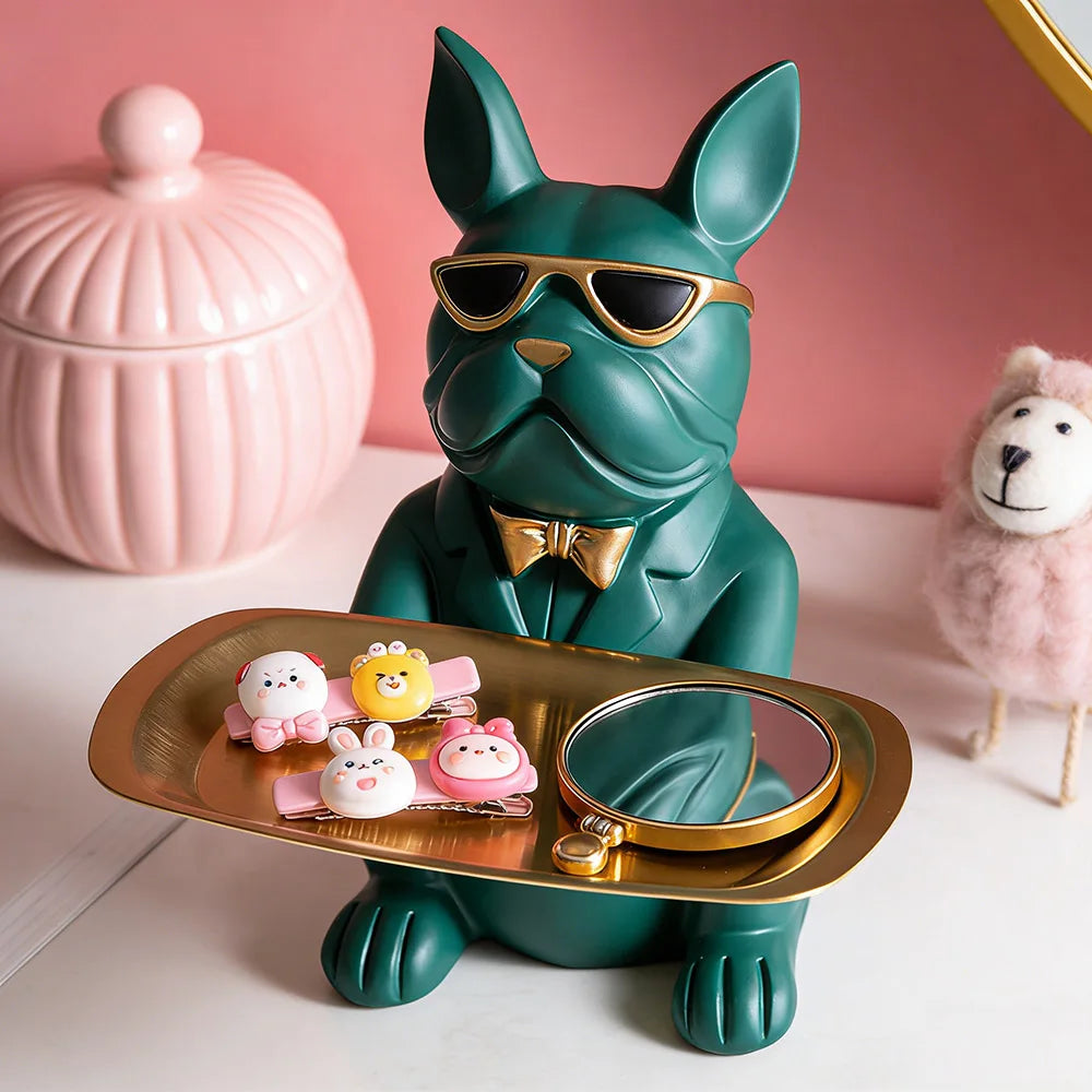 Multi Functional Bulldog Tray Animal Statue Creative Ornament Living
