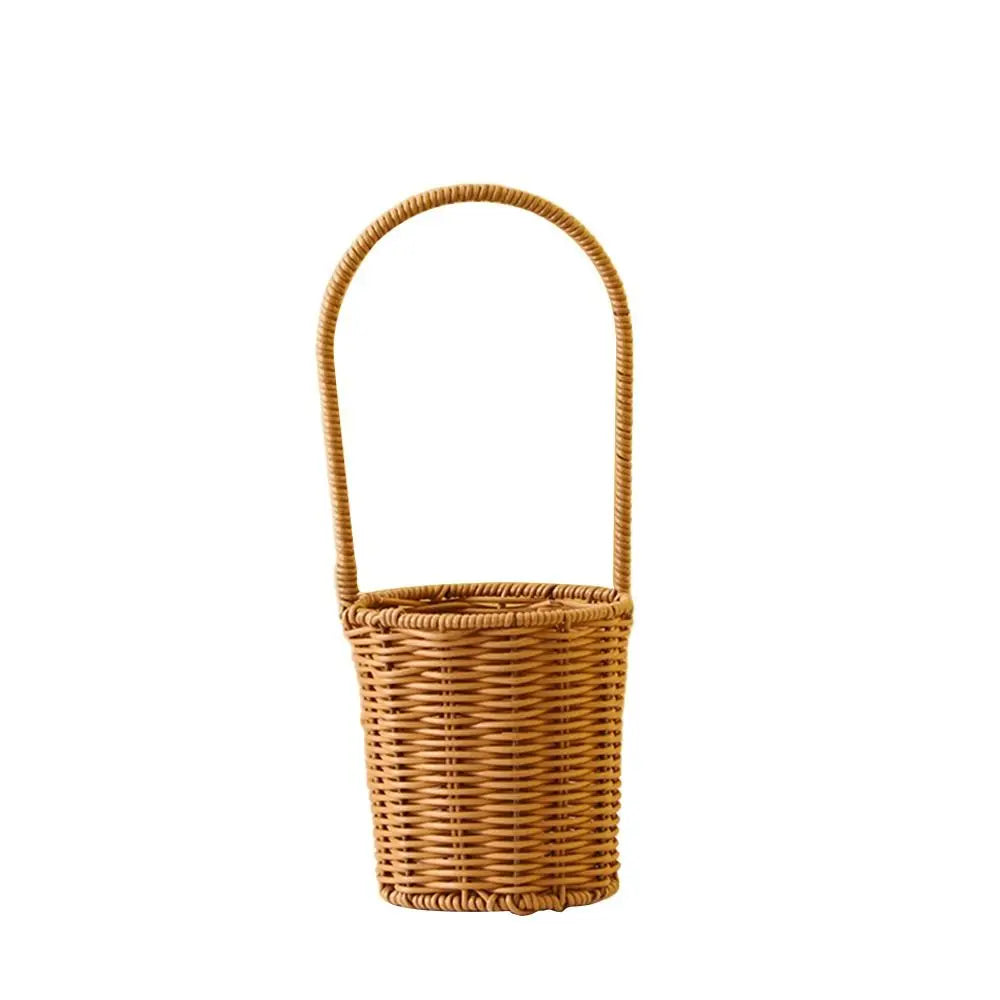 Woven Rattan Storage Basket with Handle