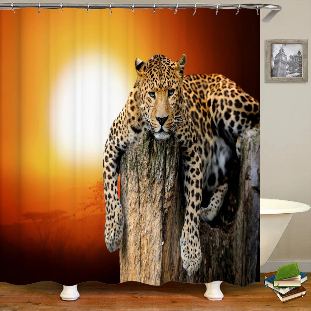Funny Shower Curtains Bathroom Curtain With Hooks Decor Waterproof Cat