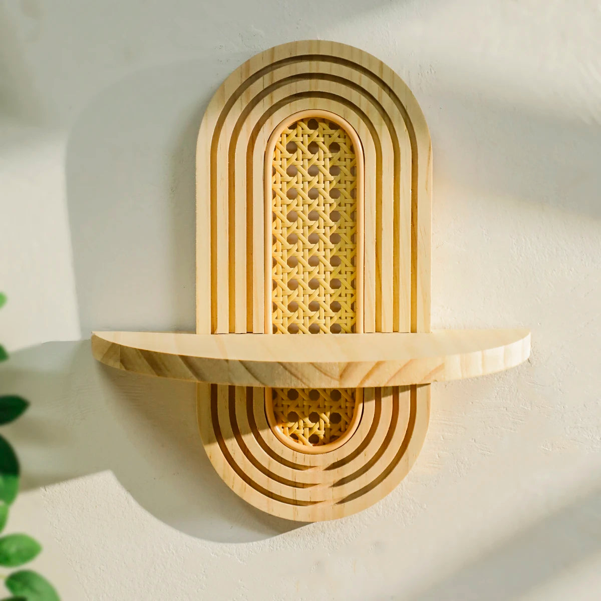 Boho Geometric Wooden Wall Shelf