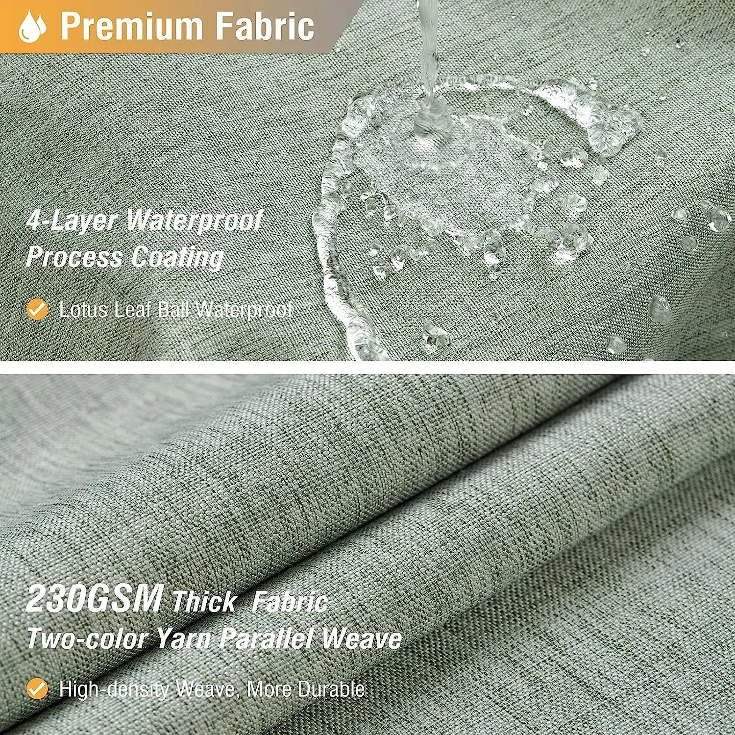 Luxury Linen Shower Curtain with Silver Metal Hooks Bathroom Waterproof