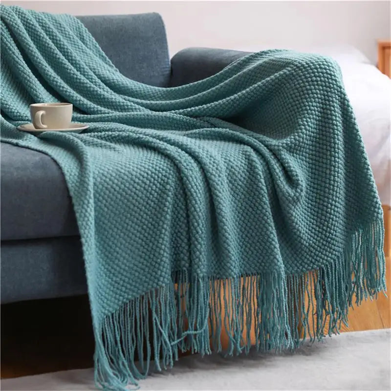 Nordic Solid Knit Throw Blanket