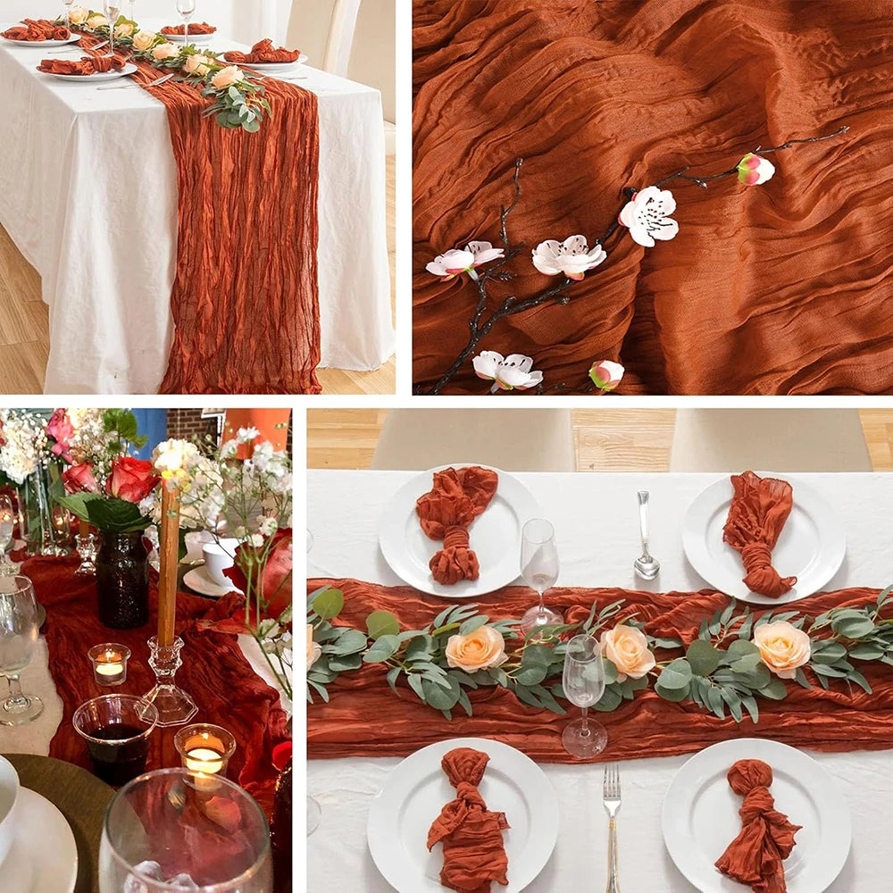 Burgundy Table Runner Cheesecloth Gauze Rustic Boho Cheese Cloth