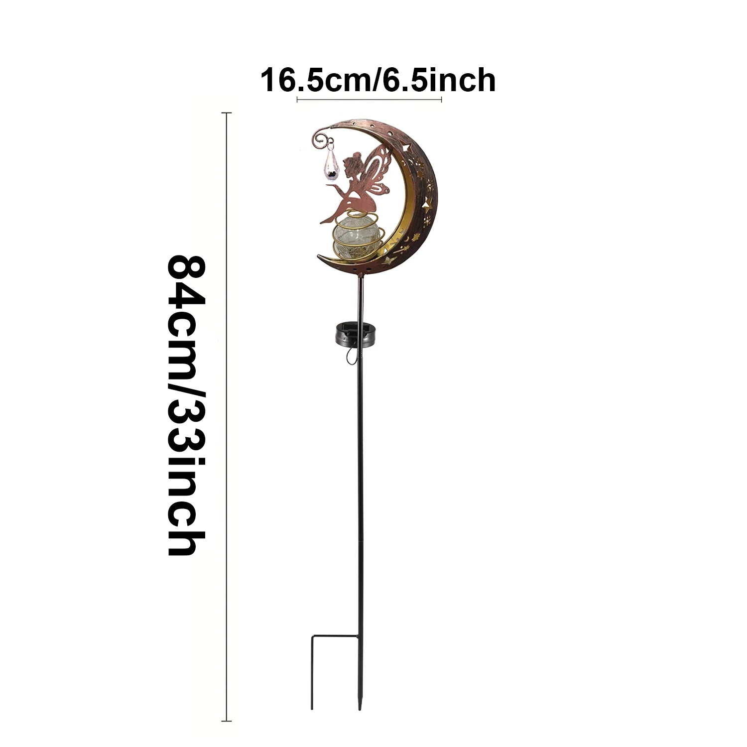 1pc Moon-Shaped Solar-Powered Metal Fairy Lantern - Waterproof LED