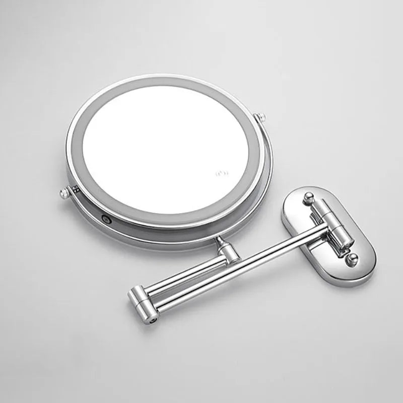 Wall Mounted Folding Makeup Mirror, Double Sided with Fill Light
