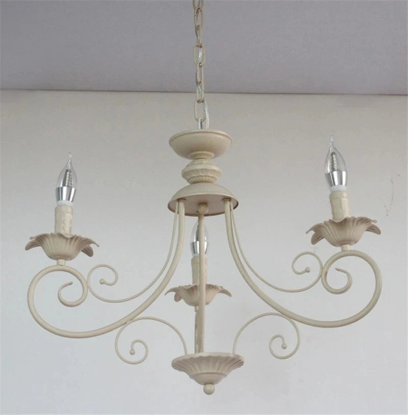 Classic Europe Wrought Iron Chandeliers E14 Candle Light Vintage Black