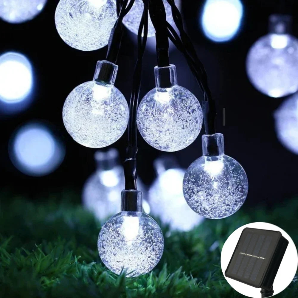 Solar Crystal Globe LED String Lights 60 LED 8 Lighting Modes IP65 Fairy Light Christmas Garland For Garden Party Decor