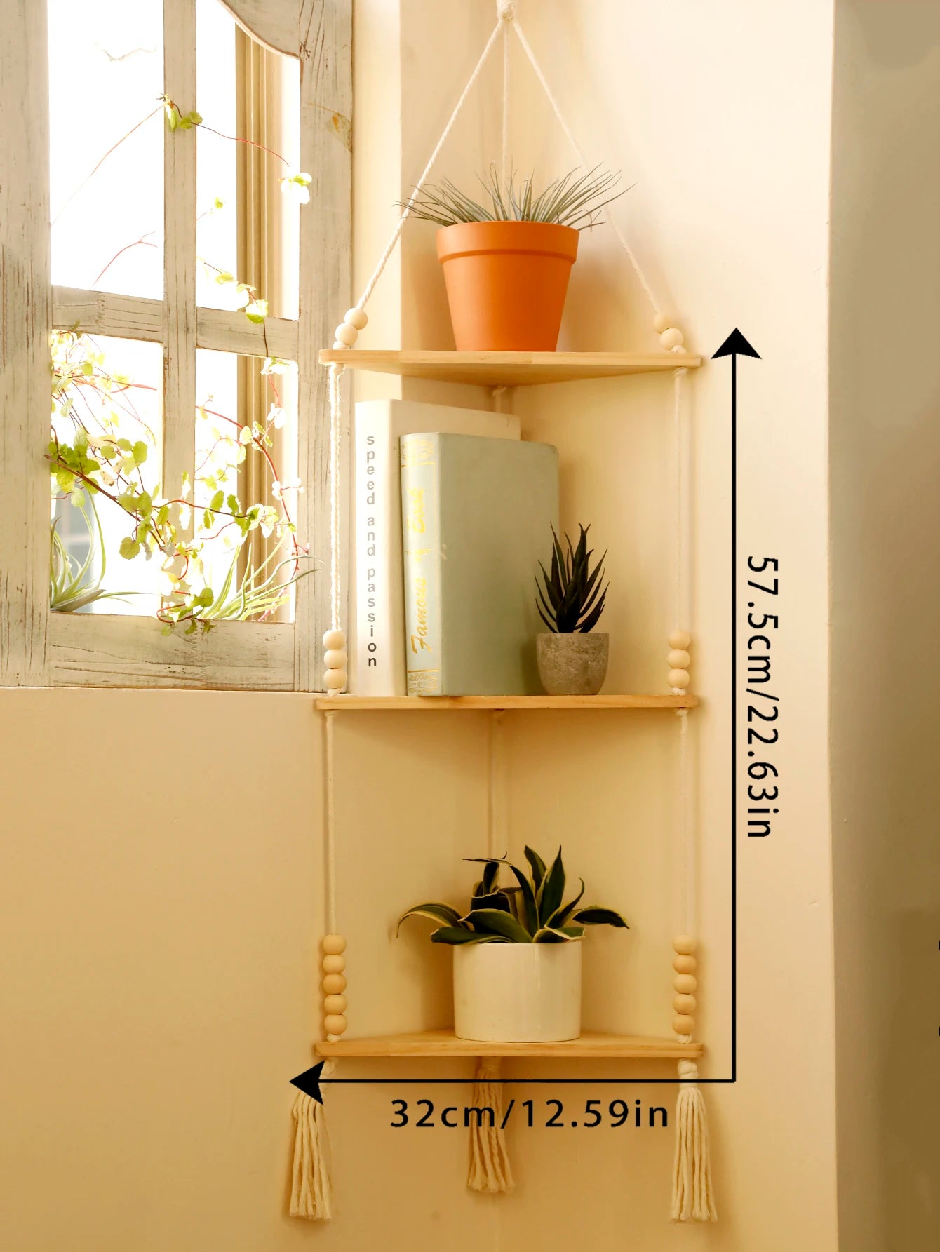 Hanging Wood Corner Shelf