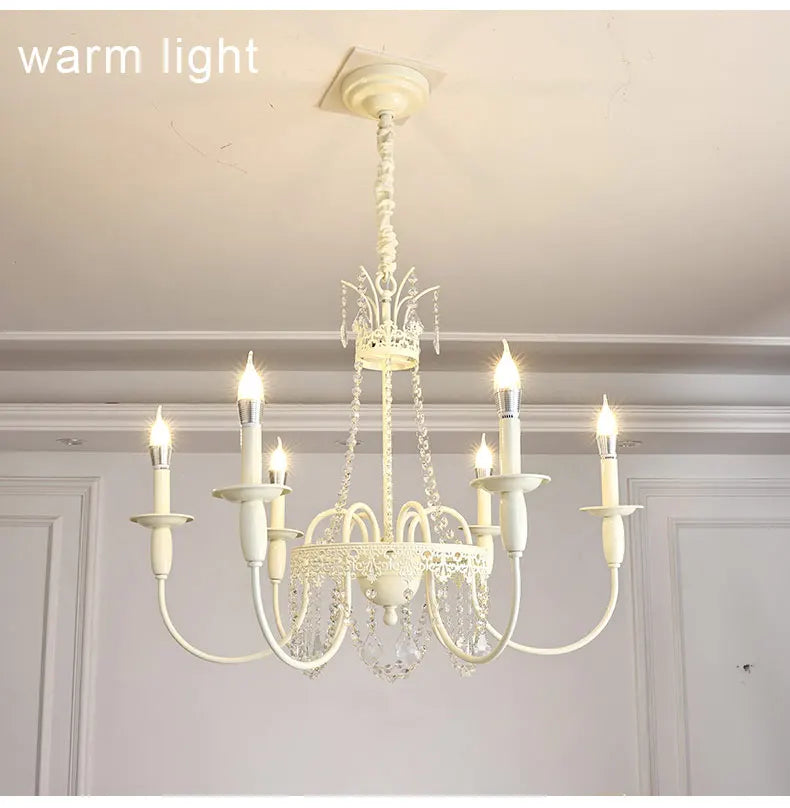Modern 6-Light Crystal Chandelier LED Ceiling Light with E14 Bulb Base