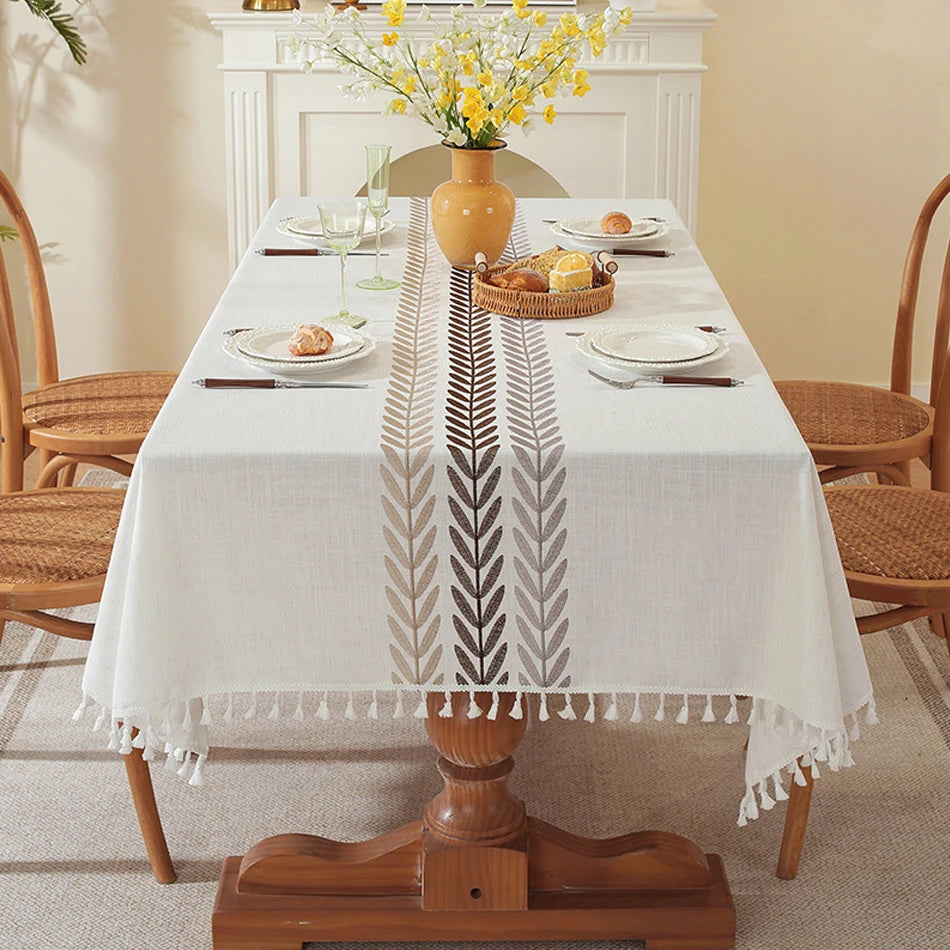 Nordic Style Tassels Cotton Linen Tablecloth,Modern Simplicity