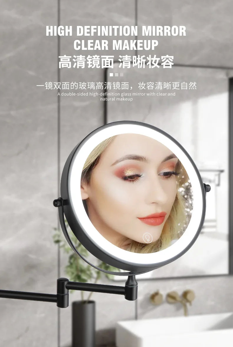 Double Sided Wall Mounted Shower Mirror with Lights