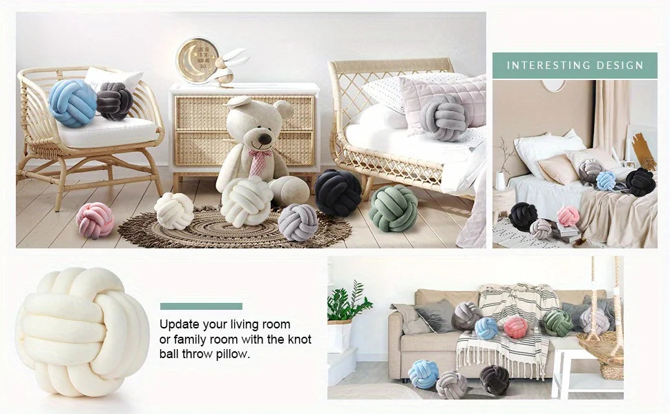 1pc Knot Pillow Ball Round Throw Pillow Home Decor Cushion Decorative