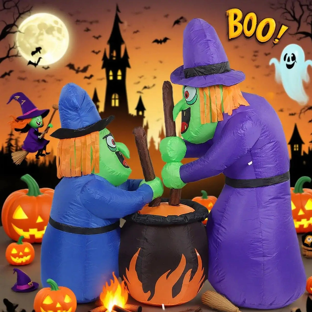 5 ft Inflatable Witches and Cauldron with LED