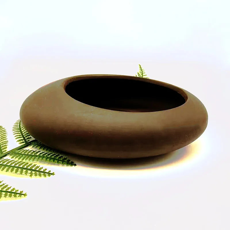Retro Purple Clay Plant Pot Chinese Style Orchid Asparagus