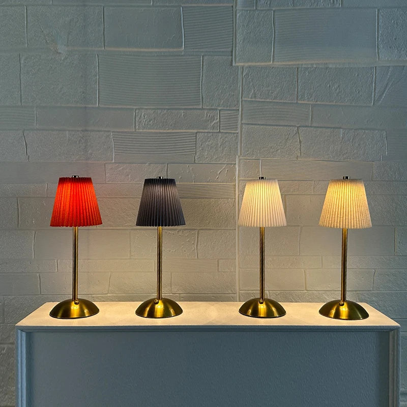 Cordless Pleated Nightstand Lamp