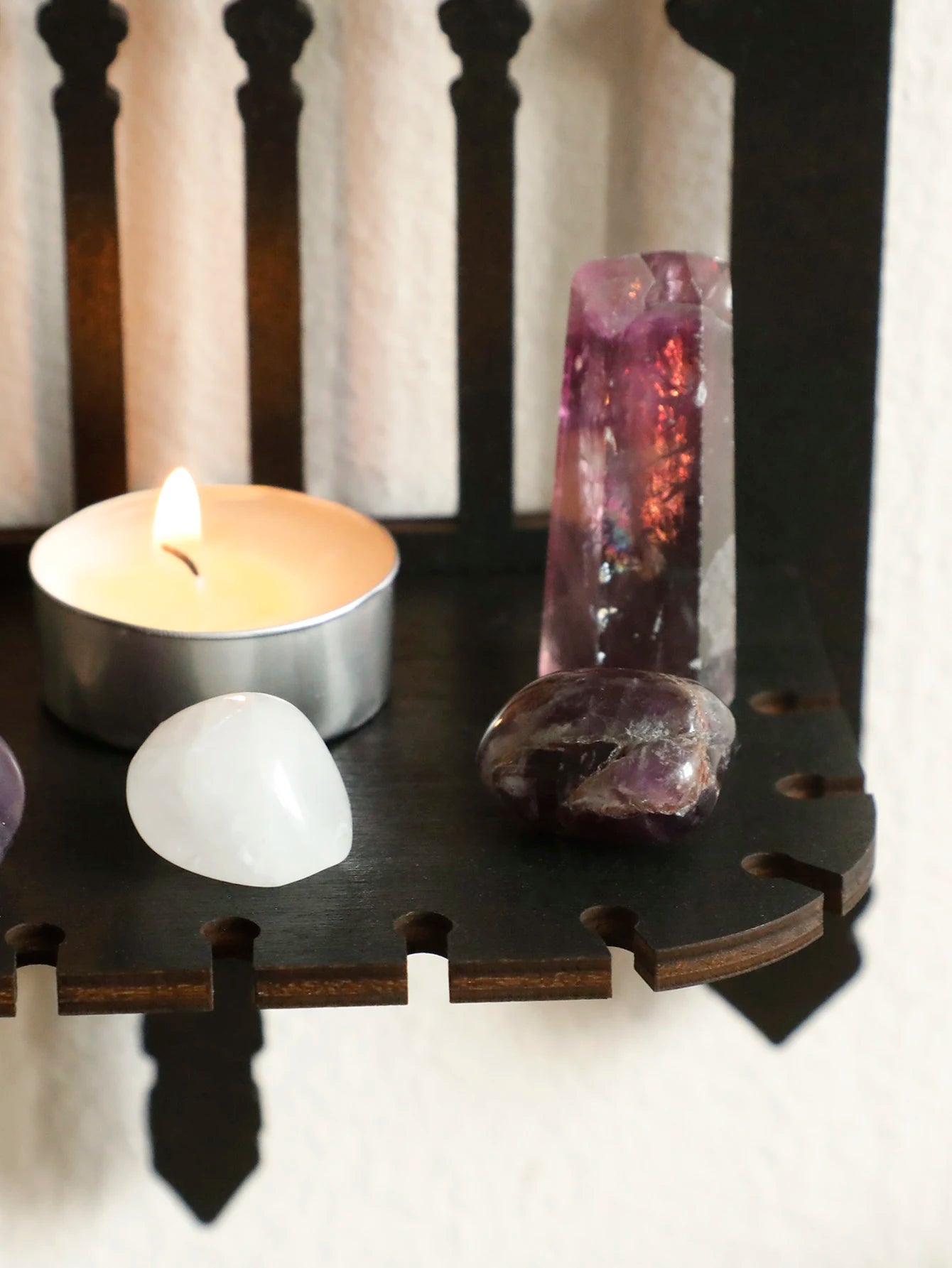 Black Gothic Wooden Wall Shelf