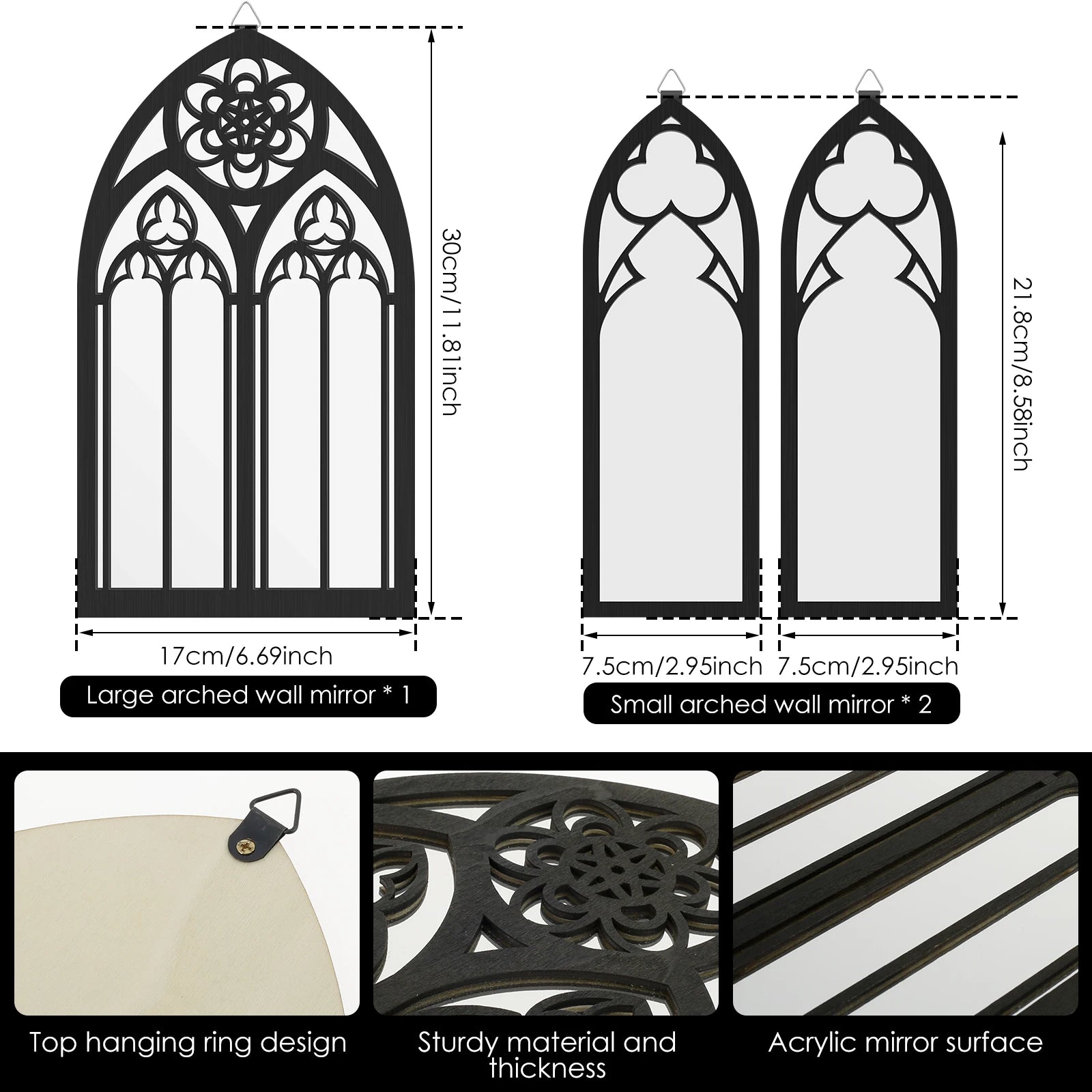 Gothic Arch Wall Mirror Set