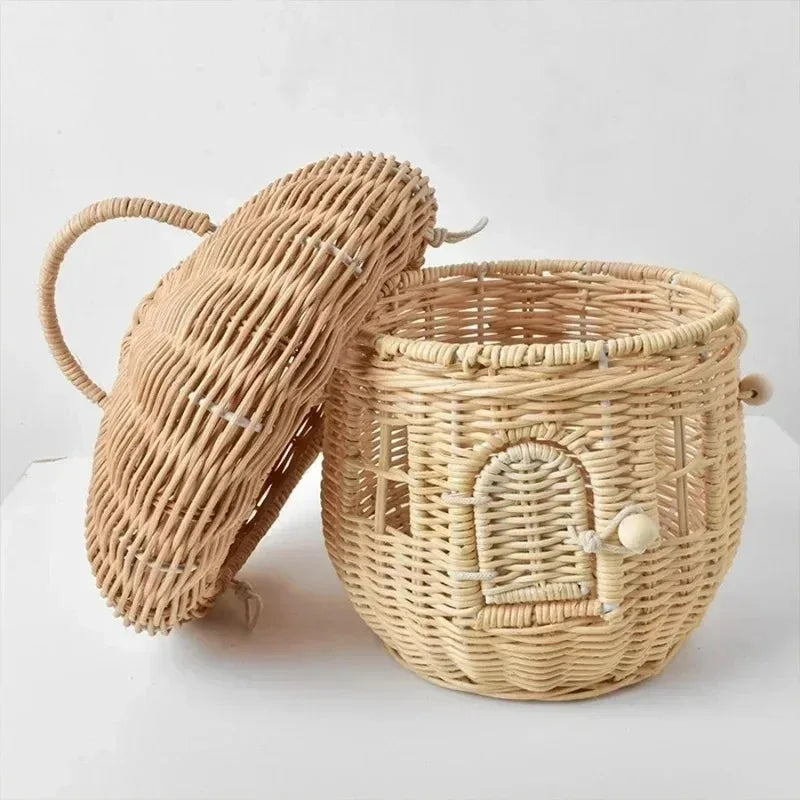 Woven Rattan Mushroom Basket