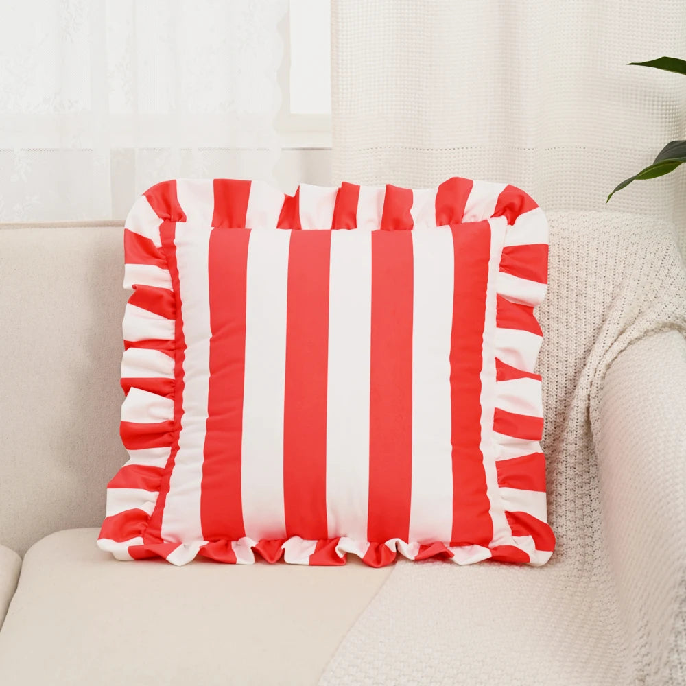 1PC Striped Lace Velvet Pillowcase 18X18Inch Pillowcases Soft Cozy