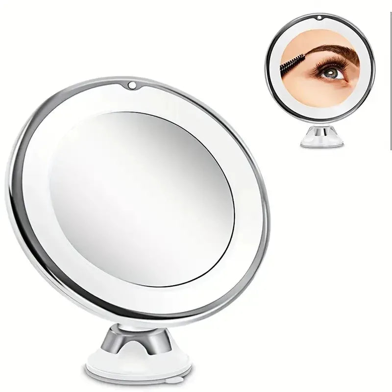 Round LED Makeup Mirror with 10X Magnification